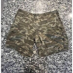 George Mens Camo Cargo Shorts Green Brown Camouflage Multi Pocket Size 46